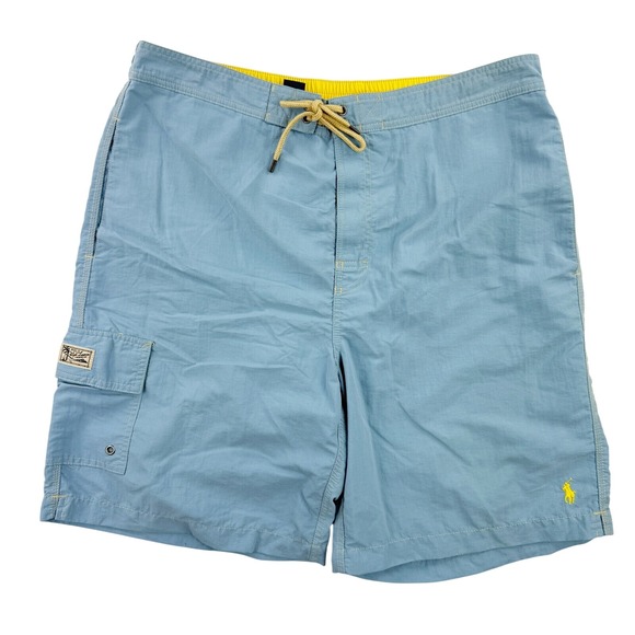 Polo Ralph Lauren Swim Trunks Size L Cargo Pocket Swimwear Shorts Blue Mens‎ - Picture 1 of 7